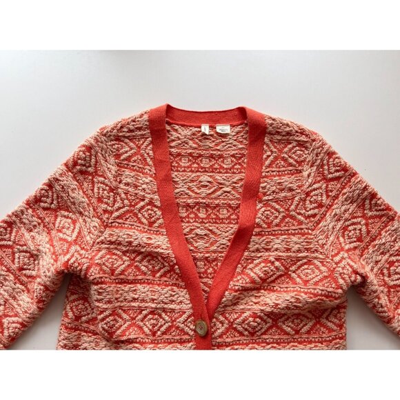 MOTH Orange Cotton Jacquard Knit Duster Cardigan Sweater, Size M - Picture 7 of 15